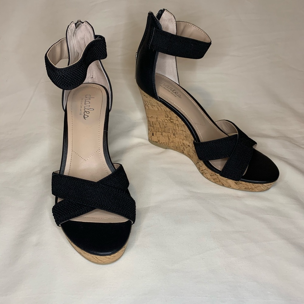 Charles Black Wedge Sandal